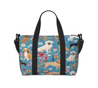 (Border Collie Florals) Waterproof Lightweight Hand Travel Bag - Large Carry-On for 3-5 Day Trips | Air Travel, Sports, Weekend Use | Men & Women (1-Pack)