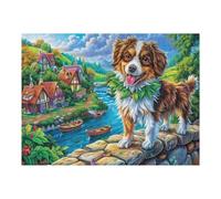 Border Collie Flower Field 500-piece Jigsaw Puzzle Set Family Puzzle Lovers Brain Training Indoor Game Family Game Night Summer Gift Durable Board 500 PCS