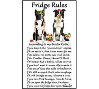 Border Collie Gift - Fridge Rules - Large Fun flexible Fridge Magnet- size 16cms x 10 cms (approx. 6" x4")