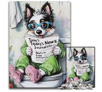 Border Collie Go Toilet JigsawPuzzle 1000 Pieces for Adults Wooden Jigsaw Puzzles Fun at Home Activities, Birthday Present, Travel Gifts 50x75CM/19.68x29.52inch