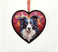 Border Collie Heart Suncatcher - Memorial or Gift for Dog Lovers - 13cm