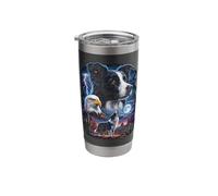 Border Collie Howling Moon Desert Eagle Dog Lover Stainless Steel Insulated Tumbler