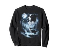 Border Collie Howling to the Moon Retro 90's Dog Sweatshirt