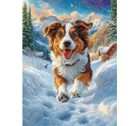 Border Collie in A Snowy Forest 1000 Piece Jigsaw Puzzle for All Ages Wildlife Pet Jigsaw Neighborhood Get Together Family Game Whimsical Design for Any Event 1000 PCS