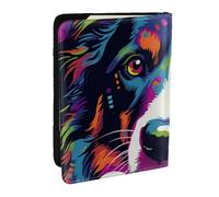 Border Collie in The Style Printed Passport Holder,Travel Pu Leather Passport Cover Case Organiser for Men Women,6.5 Inch