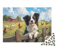 Border Collie Jigsaw 1000 Pieces Challenge Toy for Adults Rural Scenery Impossible Jigsaw Puzzles 1000 Piece Puzzle Educational Game Home Decoration 1000pcs (75x50cm)