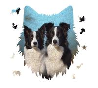 Border Collie Jigsaw Puzzle 175PCS Wolf Head Design Puzzle Wooden Jigsaw Puzzles for Adults Families