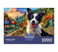 Border Collie Jigsaw Puzzle for Adults 1000 Pieces for Loved Ones Cute Animals Wall Art Colorful Artwork Vibrant Imagery Perfectly-Fitting 70x50cm/1000pcs