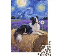 Border Collie Jigsaw Puzzles 1000 Pieces Challenge Toy for Adults, Tranquil Flower Clusters Impossible Jigsaw Puzzles 1000 Pieces Educational Games for Adults Or Families Pieces Gifts 1000pcs (75x50cm