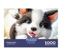 Border Collie Jigsaw Puzzles for Adults 1000 Piecese Letter on Back Cute Animals No Dust, Home Decor Birthday Party Gift Toy for Men Women Olders Seniors 52x38cm/1000pcs
