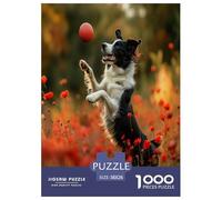 Border Collie Jigsaw Puzzles Puzzle for Adults Kids. 1000 Piece Impossible Challenge Toy Educational Game Home Decoration for Educational Games Gifts 38x26cm/1000pcs