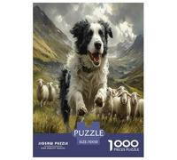 Border Collie Jigsaw Puzzles Puzzle for Adults Kids. 1000 Pieces Animal Great Gifts Challenge Toy Educational Games Home Decoration for Educational Games Gifts 70x50cm/1000pcs