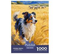 Border Collie Jigsaw Puzzles Puzzles for Adults Kids. 1000 Piece Impossible Challenge Toy Educational Game Home Decoration for Educational Games Gifts 70x50cm/1000pcs