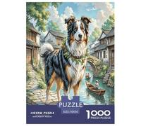 Border Collie Jigsaw Puzzles Puzzles for Adults Kids. 1000 Pieces Impossible Challenge Toy Educational Game Home Decoration for Educational Games Gifts 70x50cm/1000pcs