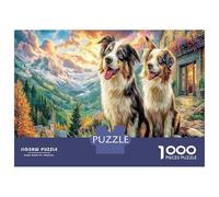 Border Collie Landscape 1000Piecess JigsawPuzzlesTwo Australian Shepherds ForAdult Colourful Brainteasing Age12+byth EducationalGame Uncover The Puzzle 38x26cm/1000pcs