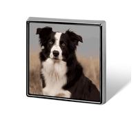 Border Collie Lapel Pin, Metal Square Lapel Pins, Fashion Badge for Shirts, Jackets, Hats