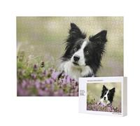 Border Collie Lawn Black Border Collie Pets,500 Pieces Wooden Jigsaw Family Game Jigsaw Puzzles for Adults Teens Home Decor