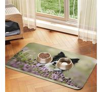 Border Collie Lawn Black Border Collie Pets,Waterproof Pet Feeding Mat,Cat Dog Placemats for Food and Water, PU Leather Food Mats,40x60cm