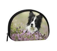 Border Collie Lawn Black Border Collie PetsSmall Makeup Sanitary Napkin Storage Bag,Women's Cosmetic Coin Purse