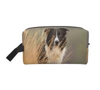 Border Collie Lawn Pets Black White BorderLarge Capacity Cosmetic Organizer,Travel Makeup Bag for Women