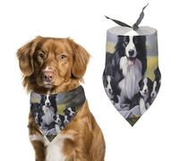 Border Collie Little Around Mama Cute Dog Bandanna Scarf Printed Adjustable Triangle Pet Kerchief for Dogs And Cats