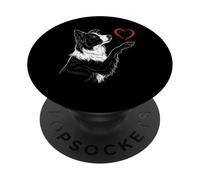 Border Collie Lover Dog Art Holding Heart Valentines PopSockets Adhesive PopGrip
