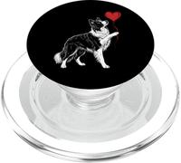 Border Collie Lover Dog Art Holding Heart Valentines PopSockets PopGrip for MagSafe