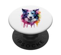 Border Collie Lovers Pop Art Color Design Border Collie Dog PopSockets Swappable PopGrip