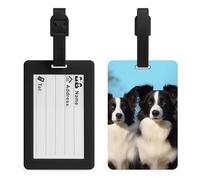 Border Collie Luggage Tags for Suitcases Personalized Luggage Tags Business Card Holder Travel ID Bag Tag with Address Card Quick Spot Baggage Identifier for Carry On