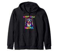 Border Collie Mama Pop Art Border Collie Mom Cute Dog Lover Zip Hoodie