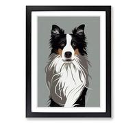 Border Collie Minimalism Framed Print | A2 Black Framed Wall Art | Ready to Hang | Minimalist Nature Picture | Living Room Bedroom Lounge Office