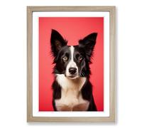 Border Collie Minimalism No.2 Framed Print | A2 Oak Framed Wall Art | Ready to Hang | Minimalist Nature Picture | Living Room Bedroom Lounge Office