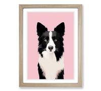 Border Collie Minimalism No.3 Framed Print | A2 Oak Framed Wall Art | Ready to Hang | Minimalist Nature Picture | Living Room Bedroom Lounge Office