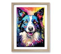 Border Collie Modern Framed Print | A2 Oak Framed Wall Art | Ready to Hang | Modern Nature Picture | Living Room Bedroom Lounge Office