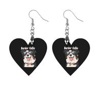 Border Collie Mom Lightweight Boho Dangle Earrings Wooden Earring Drop Charms Jewelry Gifts for Women Circular