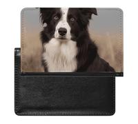 Border Collie Passport Holder Slim Travel Wallet RFID Blocking Card Case Cover Passport Cover Protector Essentials with Credit Card Slots for Women/Men
