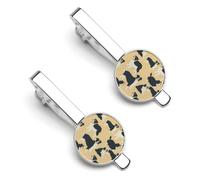 Border Collie Pattern 2 Pcs Tie Clips for Men Necktie Tie Bar