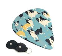 Border Collie Pattern Guitar Plectrums, 6 Guitar Plectrums, Printed on both sides for Electric Guitar Bass Ukulele (0.46 mm 0.71 mm 0.96 mm)