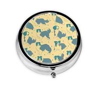 Border Collie Pattern Printed Round Travel Pill Box Cute Small Metal Pocket Pill Case for Men & Women 3 Compartment Portable Pill Organizer for Purse or Pocket