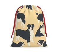 Border Collie Pattern Super Soft Velvet Gift Bag with Drawstring Pouch, Full Printed Holiday Storage Bag for Christmas & Daily Storage