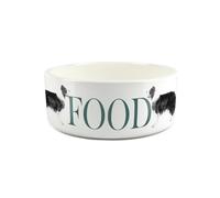 Border Collie Pet Bowl - Farm Dog Large Ceramic Food Bowl - White Food Dish For Dogs