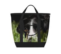 Border Collie Pets Grass Black Border Collie,Lunch Bags Large Capacity Insulated Tote Bag For Women Men Work Picnic Travel