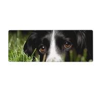 Border Collie Pets Grass Black Border Collie,Mouse Pad Large Desk Pad Computer Keyboard Mouse Mat With Non Slip Rubber Base 30 x 80 cm