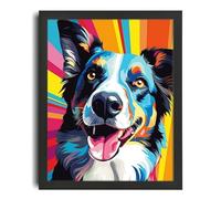 Border Collie Picture Print Wall Art Dog Gift Pop Art Colourful Collie Portrait Poster A5 - Wall Art Home Decor Movie Poster Canvas Film Cinema Retro Vintage Cult Classic Nostargic Saga Modern reprin