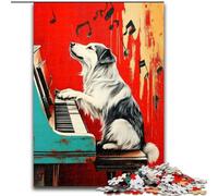 Border Collie Playing The Piano Jigsaw Puzzles for Adults 1000 Piece Puzzle, Suitable for Ages 14 And Up Toy Wall Decor Birthday And Unique Gifts (50x75cm)