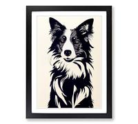 Border Collie Polygon Framed Wall Art Print A2 Black