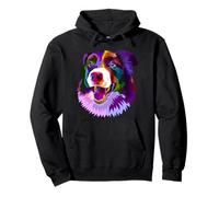 Border Collie Pop Art Portrait Colorful For Dog Owners Pullover Hoodie