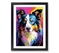 Border Collie Pop Framed Print | A2 Black Framed Wall Art | Ready to Hang | Modern Nature Picture | Living Room Bedroom Lounge Office