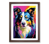 Border Collie Pop Framed Print | A2 Walnut Framed Wall Art | Ready to Hang | Modern Nature Picture | Living Room Bedroom Lounge Office