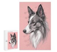Border Collie Portrait 1000 Piece Wooden Jigsaw Puzzle - Challenging Puzzle for Dog Owners, Relaxing and Fun Brain Teaser, Beautiful Dog Art for Collie Lovers, Finished Size 30 x 20 Inches